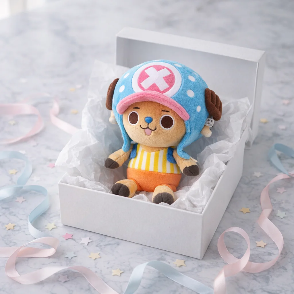 Tony Tony Chopper plush figure inside a gift box perfect one piece gift for kids